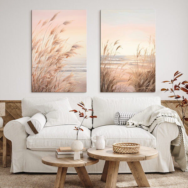 Soft grasses by the calm sea