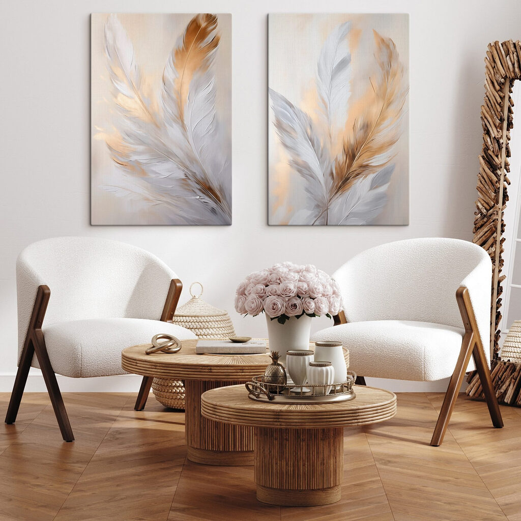 Delicate feathers in soft hues