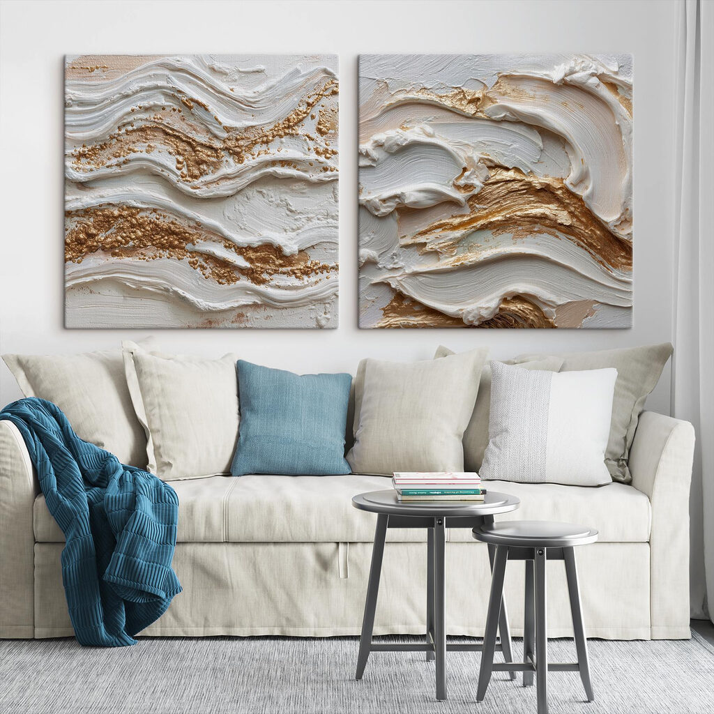 Textured waves of cream and color