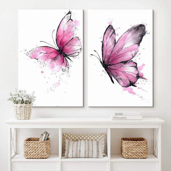 Two butterflies with pink wings Two butterflies with pink wings