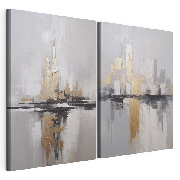 Painting of a city skyline Painting of a city skyline