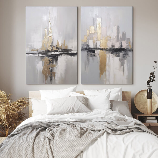 Painting of a city skyline Painting of a city skyline