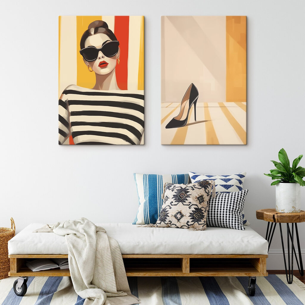 Woman wearing sunglasses and a striped shirt Woman wearing sunglasses and a striped shirt
