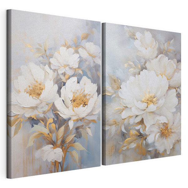 Dipinto raffigurante fiori bianchi Stampa su tela modulare Dipinto raffigurante fiori bianchi