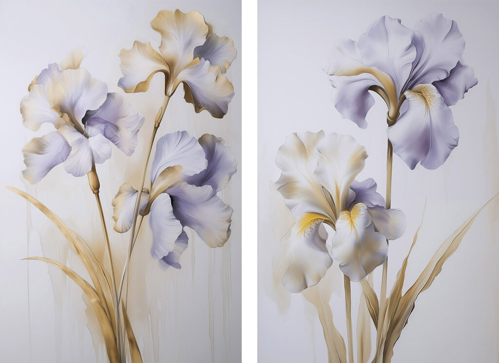 Elegant irises in soft hues