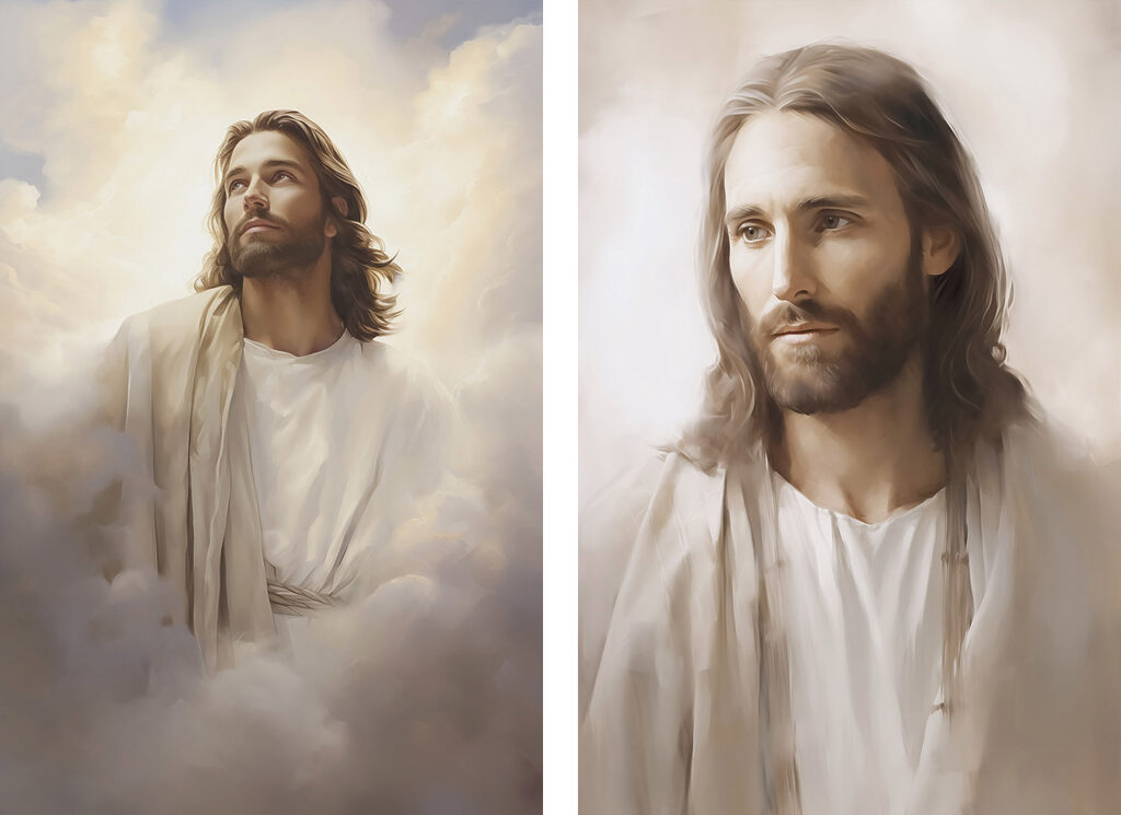 Painting of a man in white robes Painting of a man in white robes