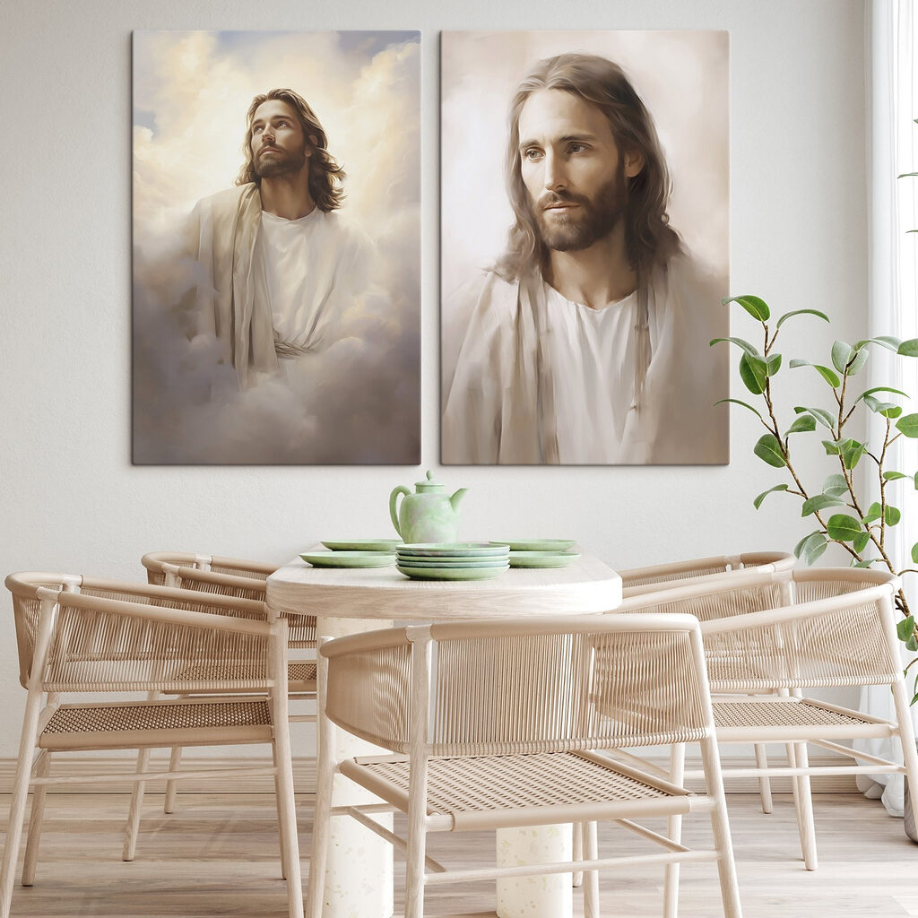 Painting of a man in white robes Painting of a man in white robes