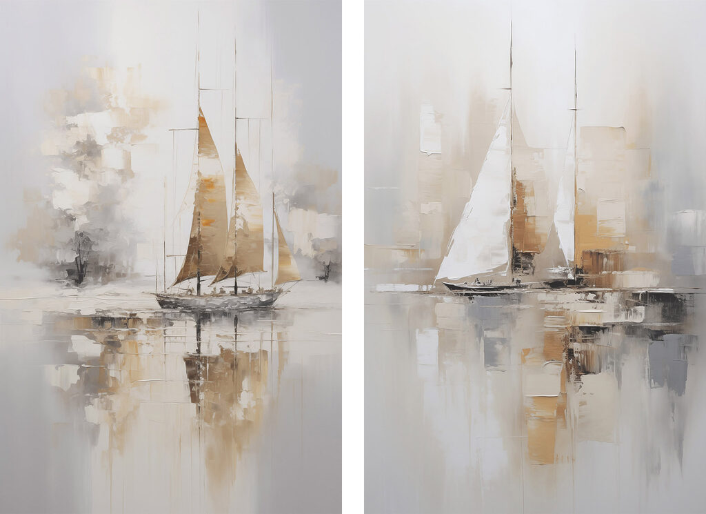 Painting of a sailboat in the water Painting of a sailboat in the water
