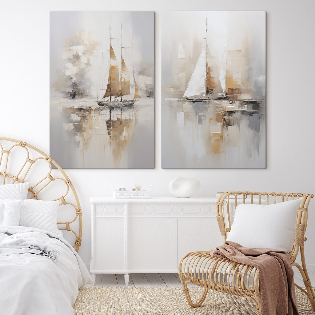 Painting of a sailboat in the water Painting of a sailboat in the water
