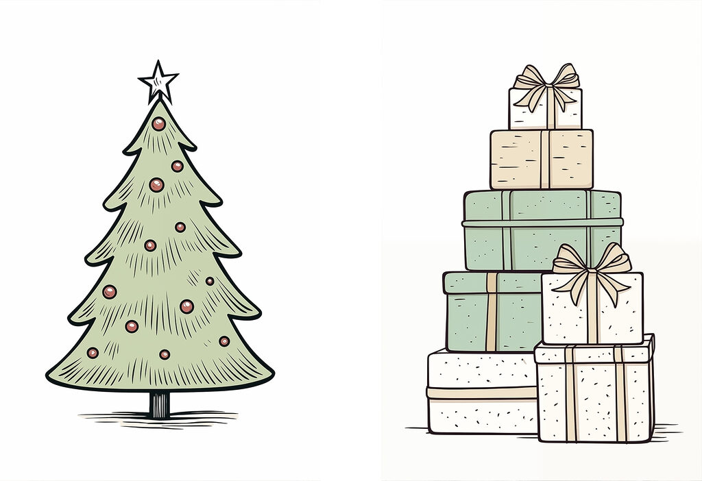 Christmas tree and presents