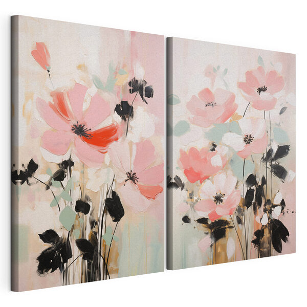 Dipinto raffigurante dei fiori su sfondo bianco Stampa su tela modulare Dipinto raffigurante dei fiori su sfondo bianco