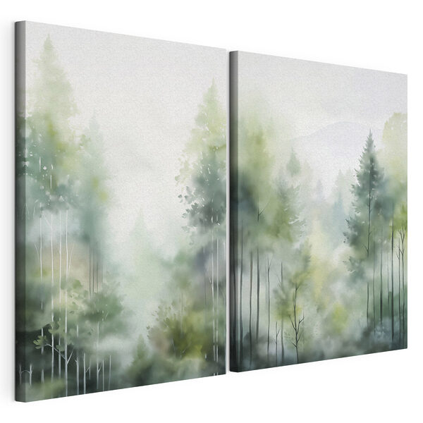 Stampa su tela modulare Dipinto raffigurante alberi nella nebbia (COD: m01005) Stampa su tela modulare Stampa su tela modulare Dipinto raffigurante alberi nella nebbia (COD: m01005)