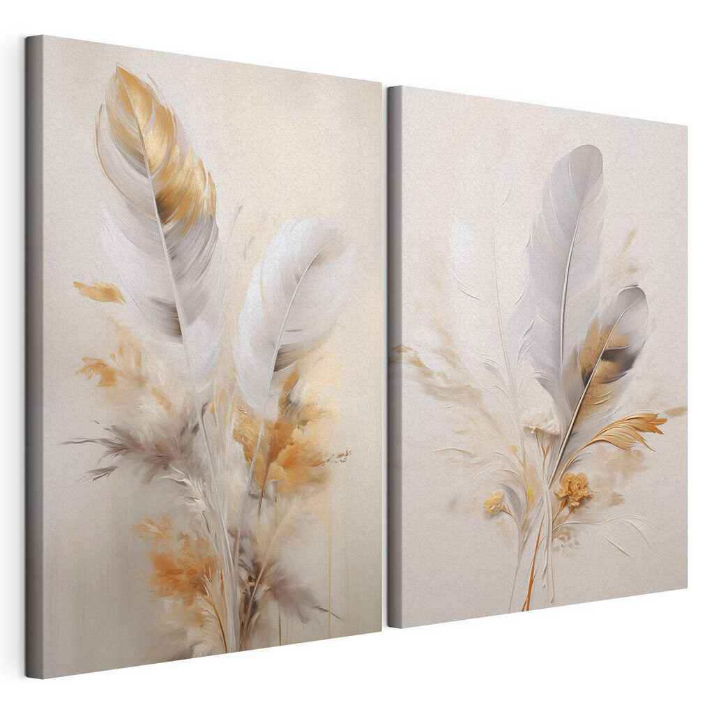 Painting of feathers and flowers Painting of feathers and flowers
