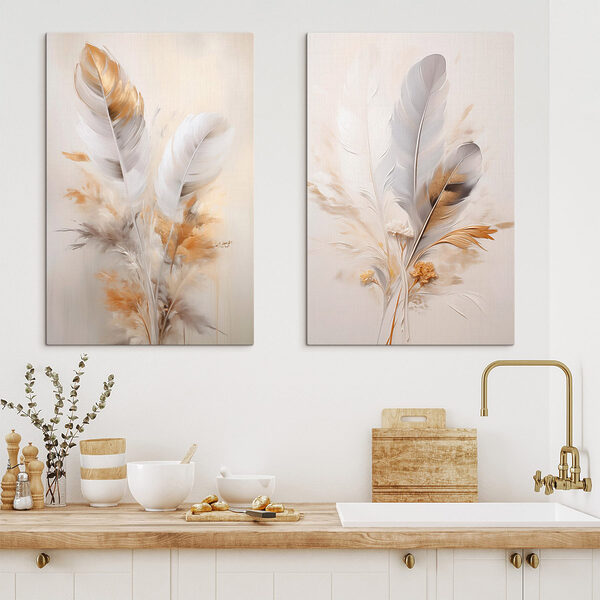 Painting of feathers and flowers Painting of feathers and flowers