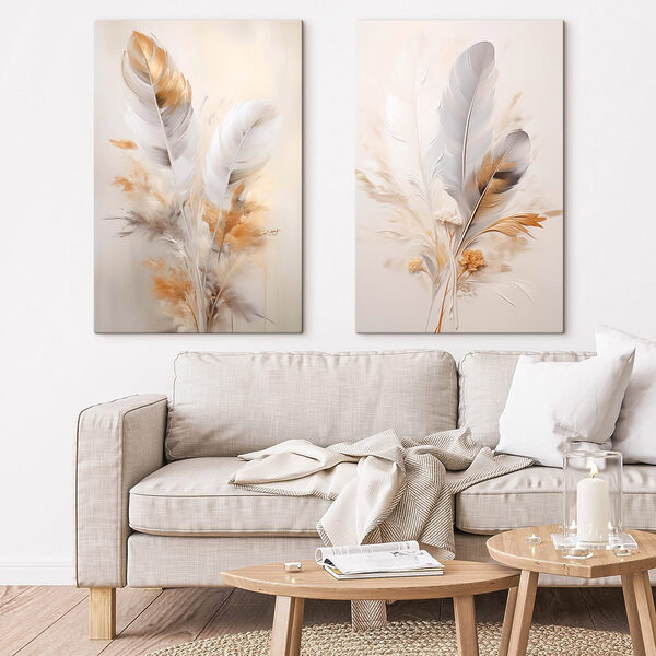 Painting of feathers and flowers Painting of feathers and flowers