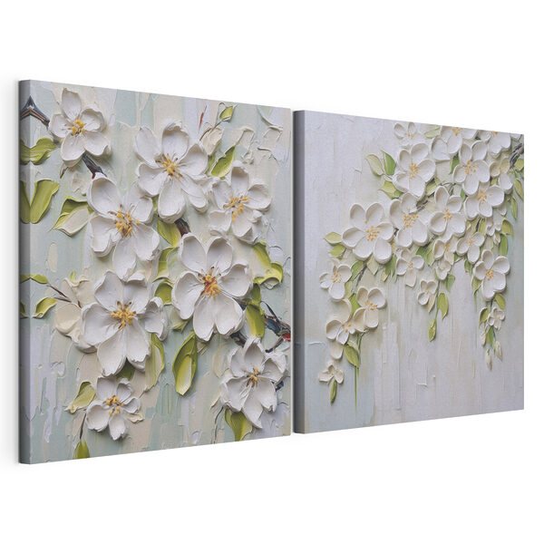 Stampa su tela modulare Dipinto di fiori su una superficie bianca (COD: m01033) Stampa su tela modulare Stampa su tela modulare Dipinto di fiori su una superficie bianca (COD: m01033)