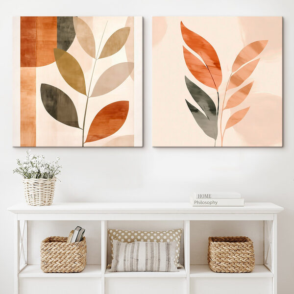 Abstract leaves in earthy tones