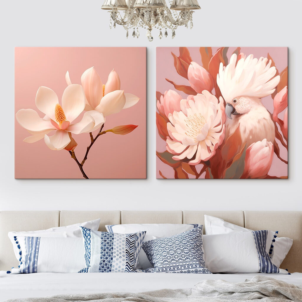 Delicate blooms and a charming bird Delicate blooms and a charming bird