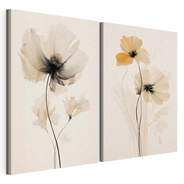 Fiori delicati dai toni tenui Stampa su tela modulare Fiori delicati dai toni tenui