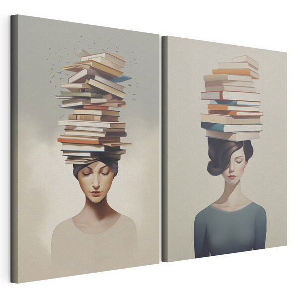 Stampa su tela modulare Donna con dei libri in equilibrio sulla testa (COD: m01184) Stampa su tela modulare Stampa su tela modulare Donna con dei libri in equilibrio sulla testa (COD: m01184)