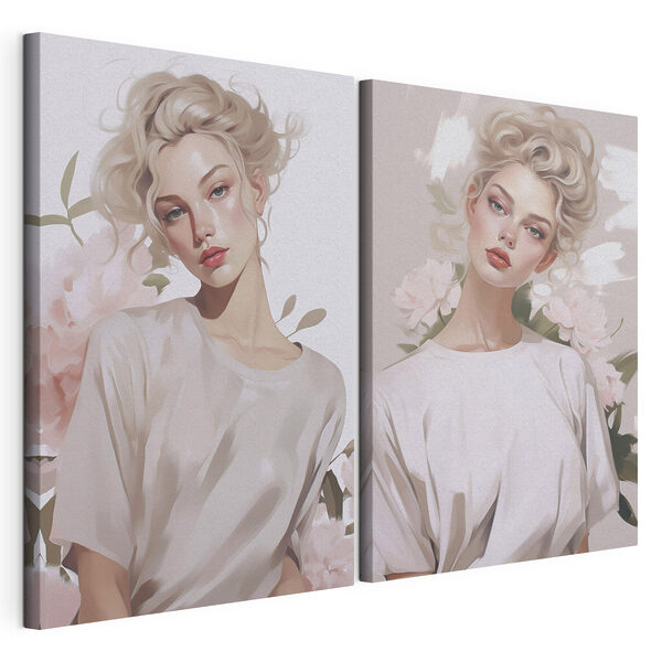 Collage raffigurante una donna Stampa su tela modulare Collage raffigurante una donna