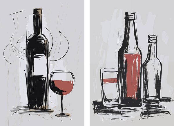 Artful reflections of beverage bottles Artful reflections of beverage bottles