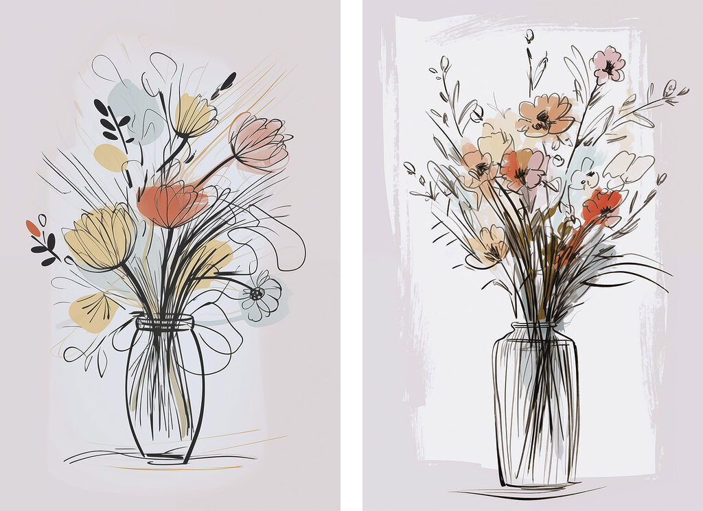Painting of flowers in a vase Painting of flowers in a vase
