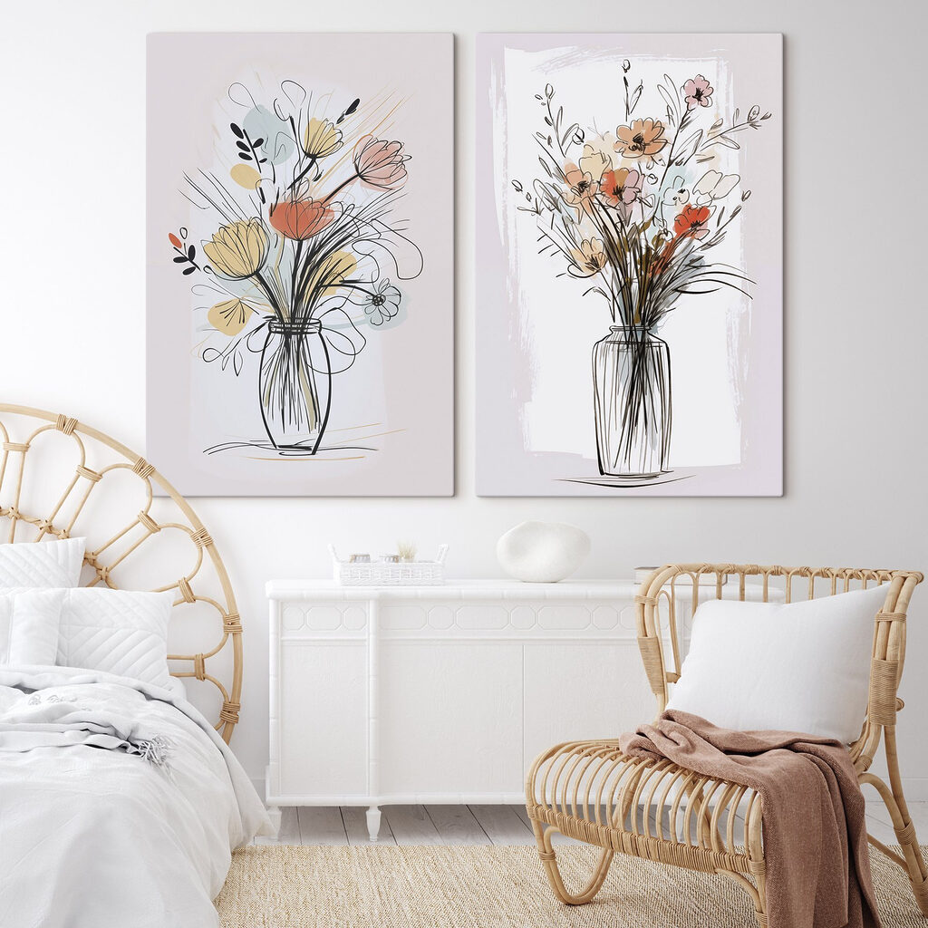 Painting of flowers in a vase Painting of flowers in a vase