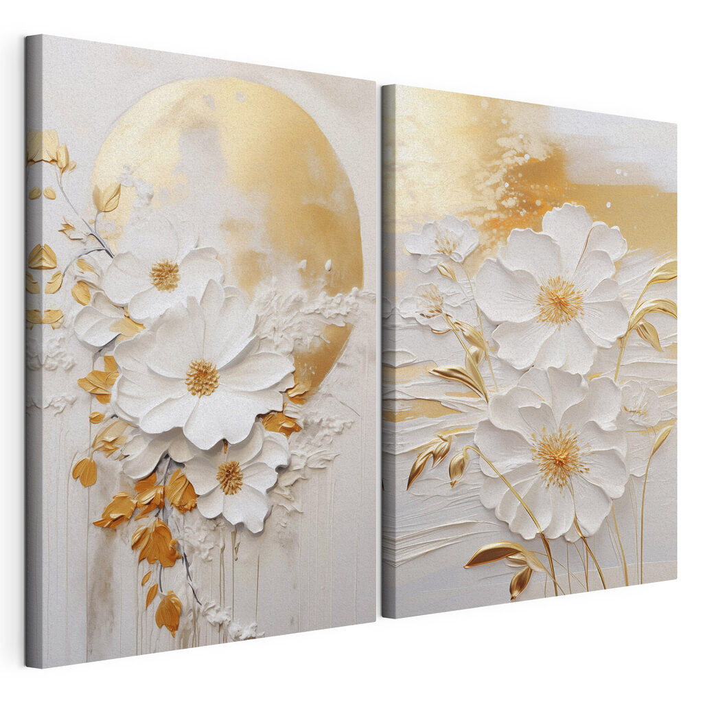 Painting of flowers and a moon Painting of flowers and a moon