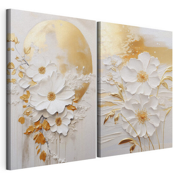 Painting of flowers and a moon Painting of flowers and a moon