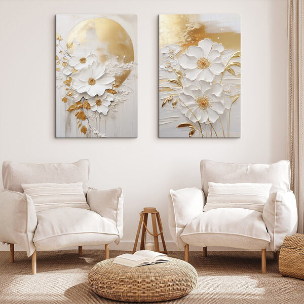 Painting of flowers and a moon Painting of flowers and a moon