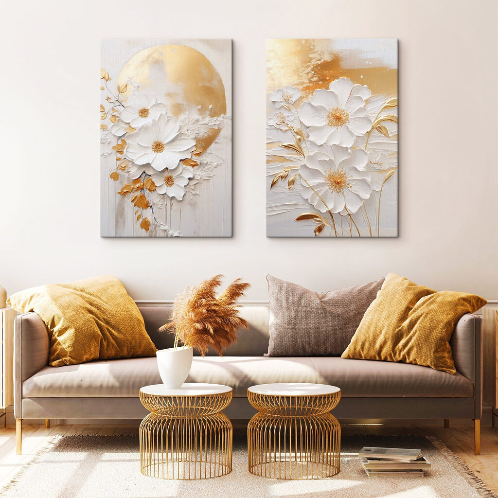 Painting of flowers and a moon Painting of flowers and a moon