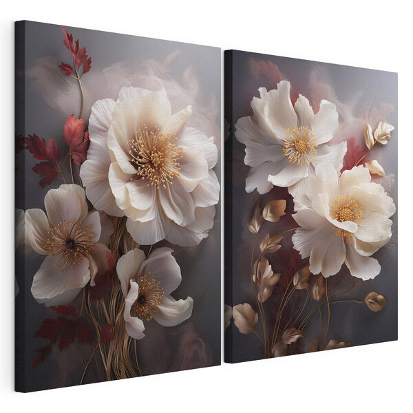- Elegant blooms in gentle hues - Elegant blooms in gentle hues