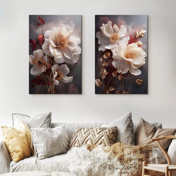 - Elegant blooms in gentle hues - Elegant blooms in gentle hues
