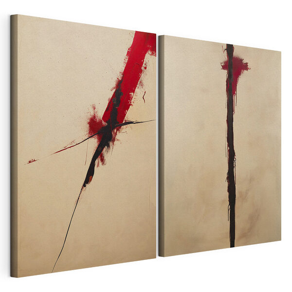 Painting of a red and black line Painting of a red and black line