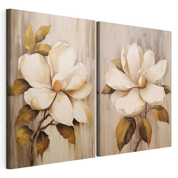 Stampa su tela modulare Stampa su tela modulare Dipinto di fiori su una superficie di legno (COD: m01210)