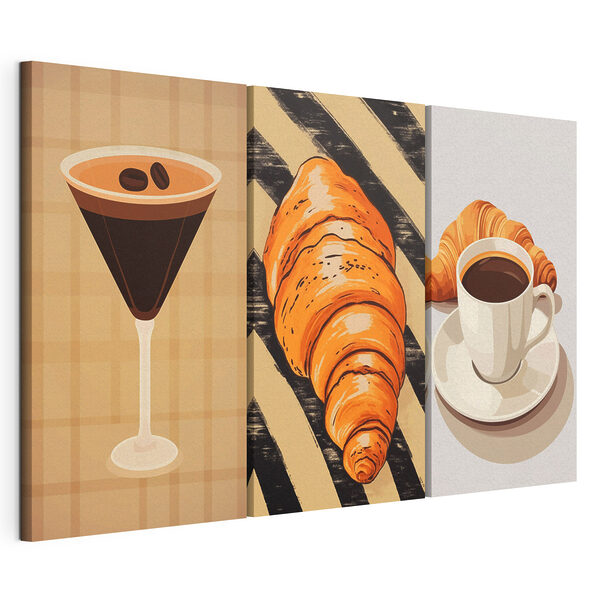 Stampa su tela modulare Stampa su tela modulare Una tazza di caffè e dei croissant (COD: m01212)