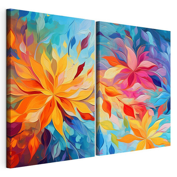 Due immagini di fiori Stampa su tela modulare Due immagini di fiori