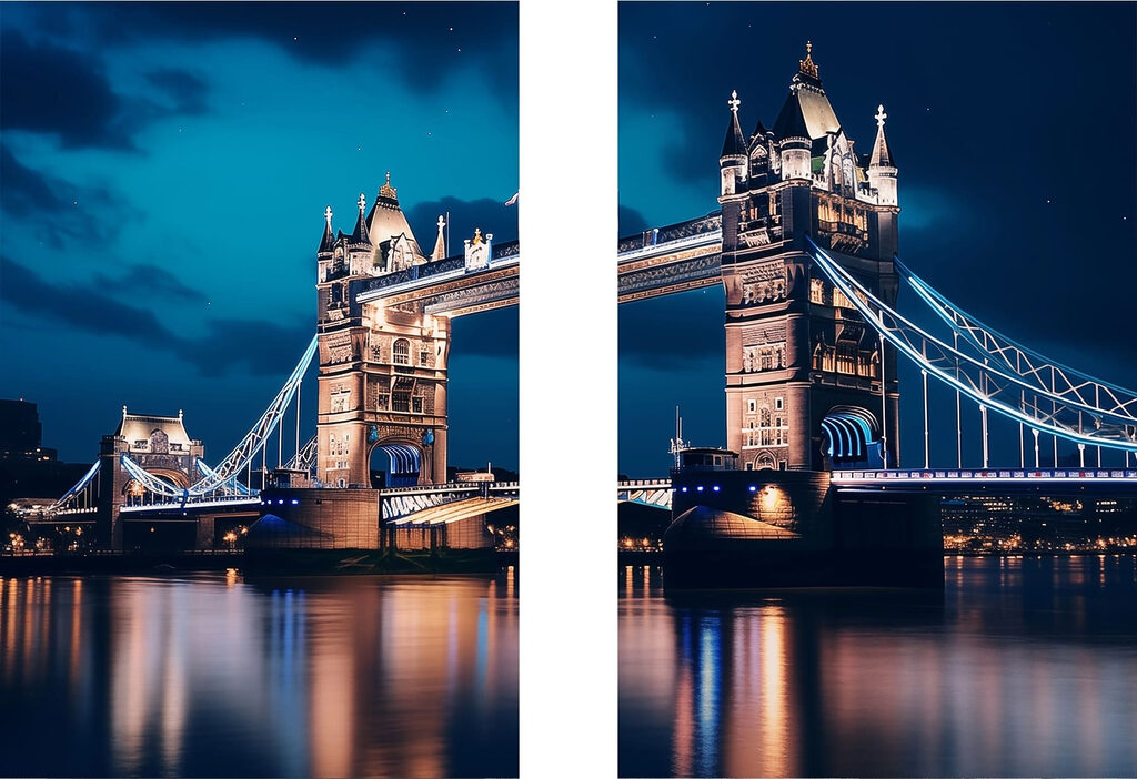 Bridge with towers and towers at night Bridge with towers and towers at night