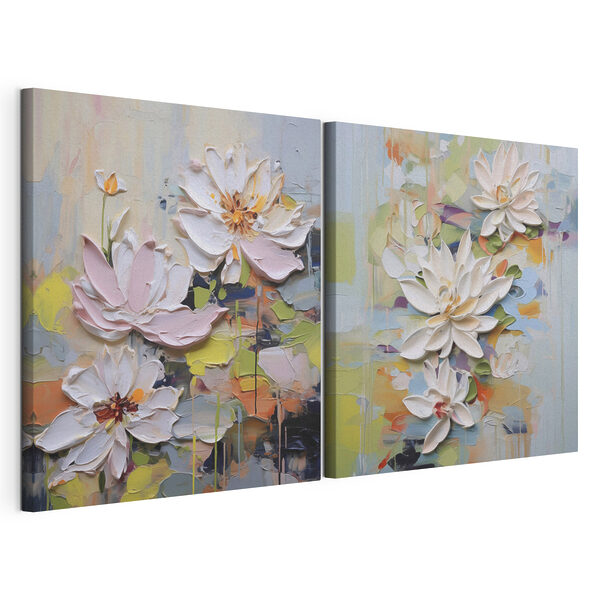 - Fiori eleganti dai delicati toni pastello Stampa su tela modulare - Fiori eleganti dai delicati toni pastello