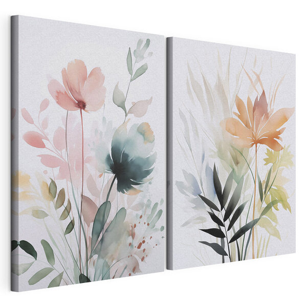 Stampa su tela modulare Dipinto di fiori e foglie (COD: m01297) Stampa su tela modulare Stampa su tela modulare Dipinto di fiori e foglie (COD: m01297)