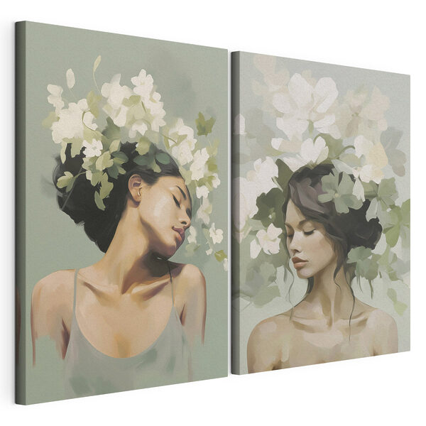 Stampa su tela modulare Stampa su tela modulare Donna con dei fiori tra i capelli (COD: m30007)
