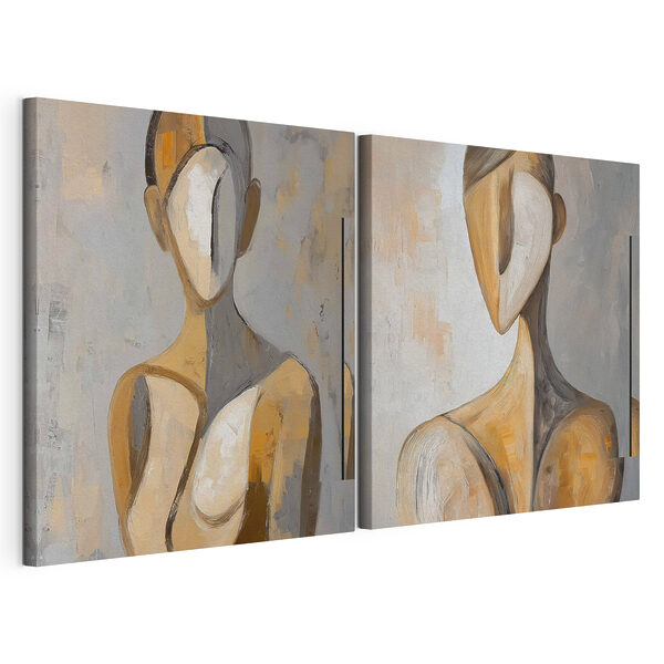 Collage di un dipinto raffigurante una donna Stampa su tela modulare Collage di un dipinto raffigurante una donna