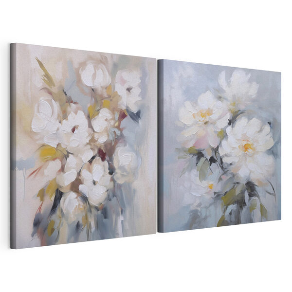 Fiori delicati dai tenui toni pastello Stampa su tela modulare Fiori delicati dai tenui toni pastello