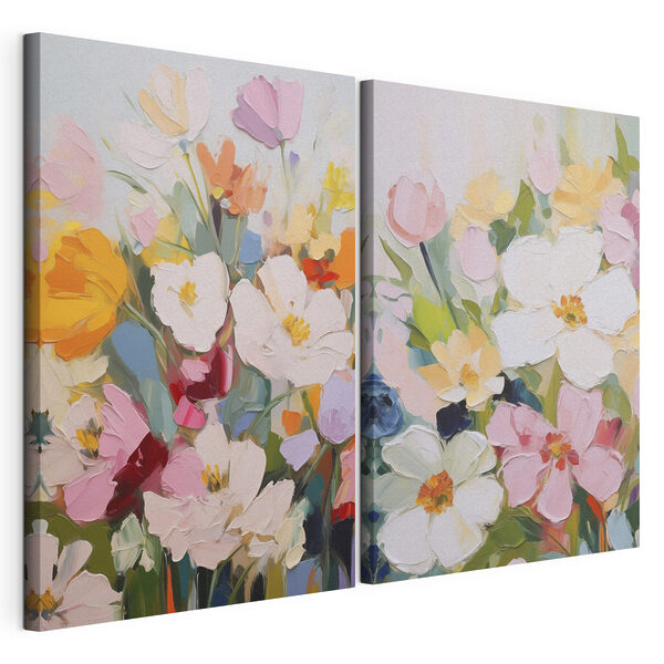 Dipinto di fiori su tela Stampa su tela modulare Dipinto di fiori su tela