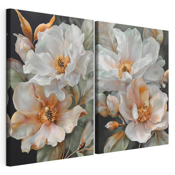 Fiori eleganti dai toni tenui Stampa su tela modulare Fiori eleganti dai toni tenui