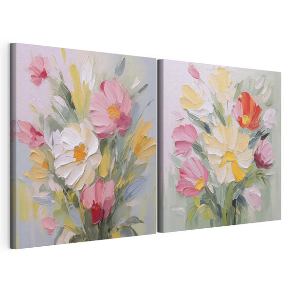 Stampa su tela modulare Dipinto di fiori su tela (COD: m30185) Stampa su tela modulare Stampa su tela modulare Dipinto di fiori su tela (COD: m30185)