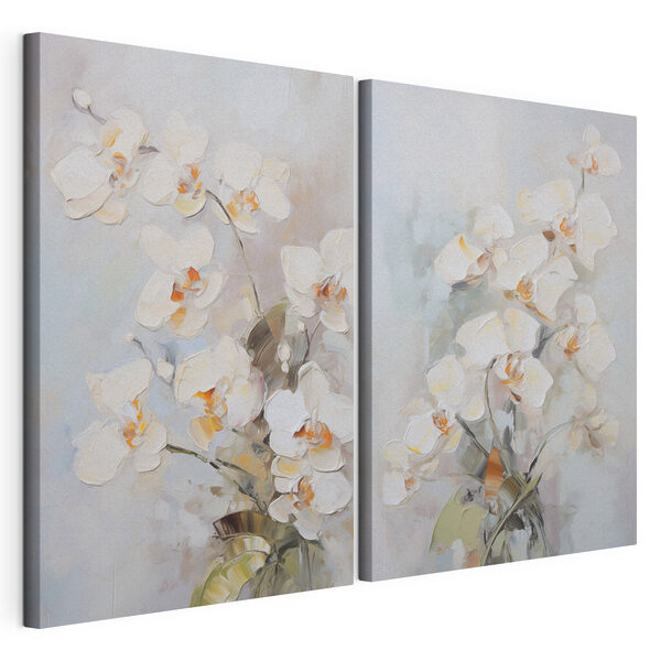 Dipinto di fiori su sfondo grigio Stampa su tela modulare Dipinto di fiori su sfondo grigio