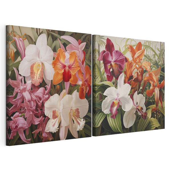 Orchidee dai colori vivaci in una mostra sfavillante Stampa su tela modulare Orchidee dai colori vivaci in una mostra sfavillante
