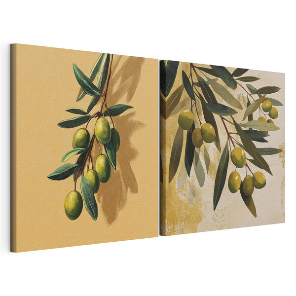 - Olive fresche su rami eleganti Stampa su tela modulare - Olive fresche su rami eleganti